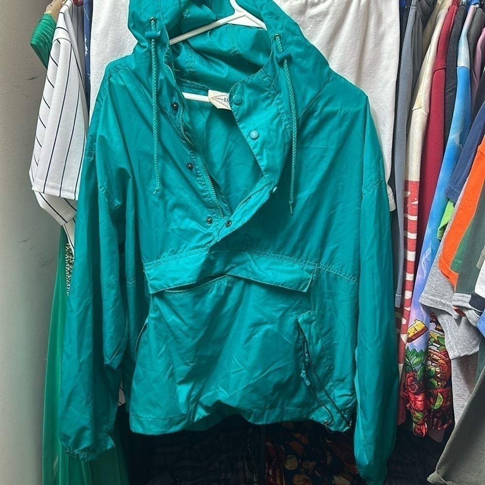 GORPCORE ALERT vintage bmoss nylon rain jacket button up pockets elastic waist